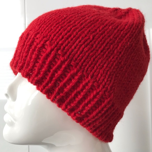 NEW Handmade Wool Hat, Red - Picture 2 of 6